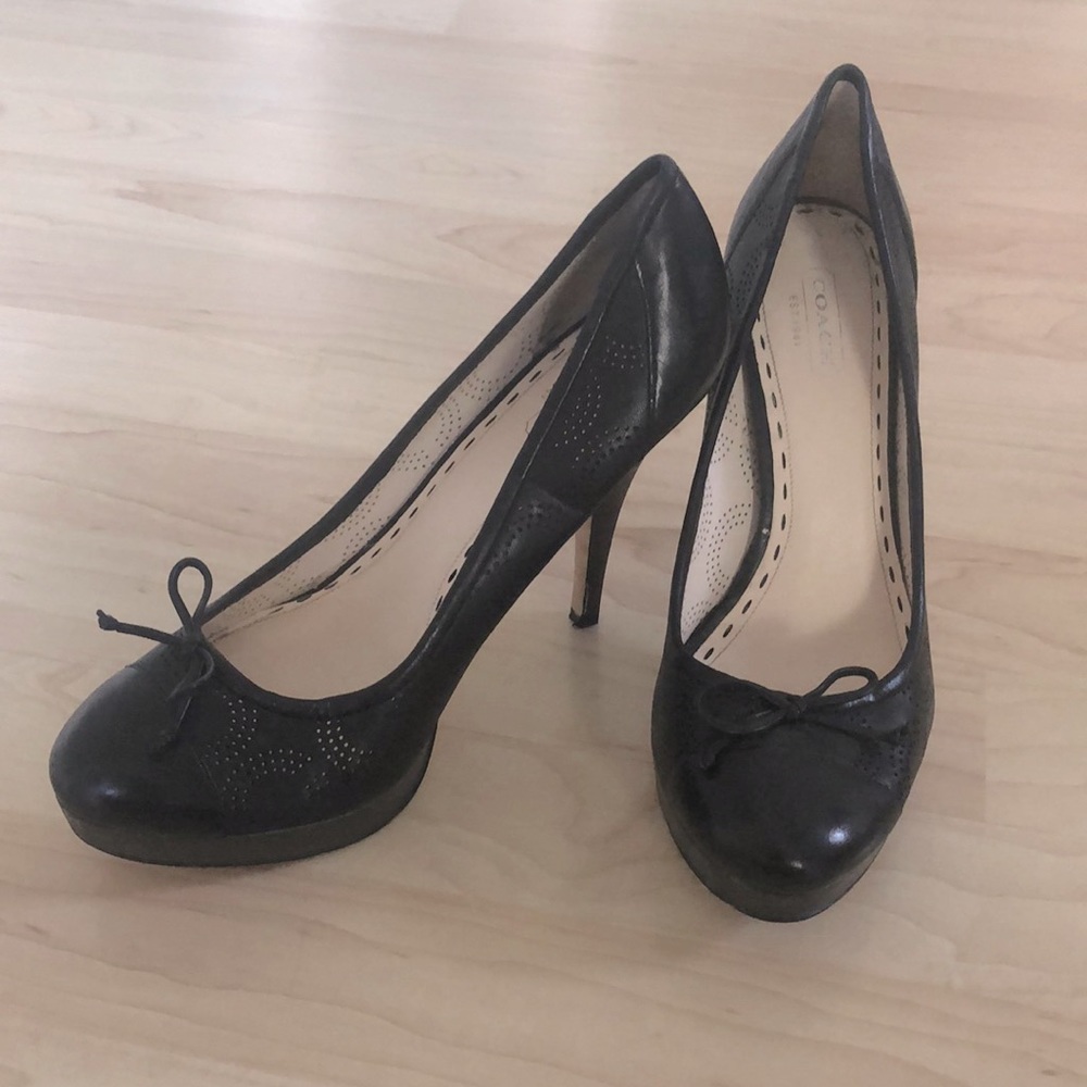 Coach leather perforated high heals